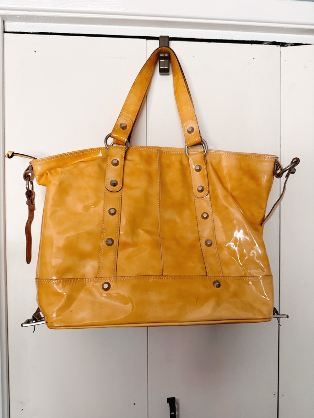 Yellow Patent Leather Tote Bag - Women